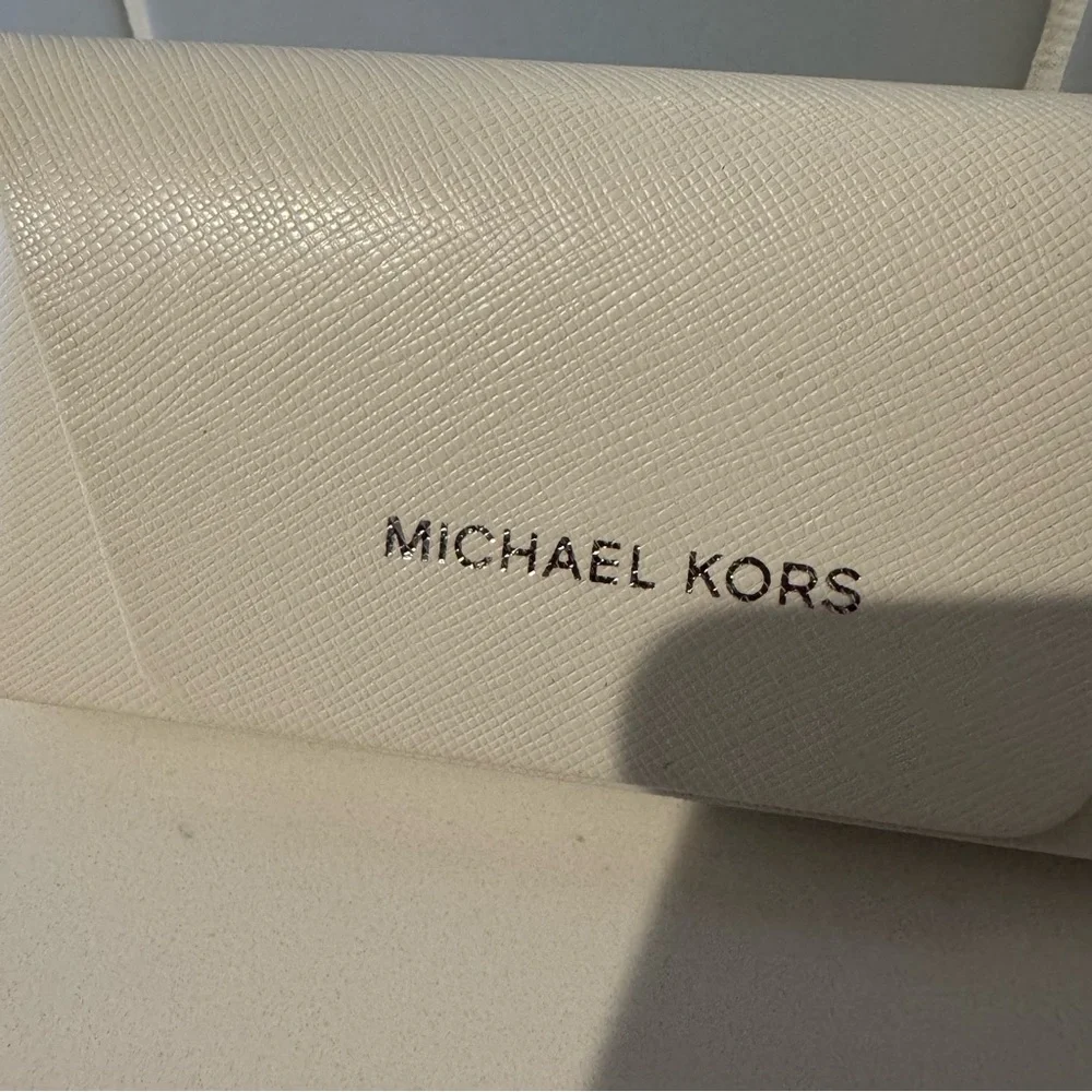 NEW Michael Kors White Saffiano Leather Sunglasses Case - Hard Shell